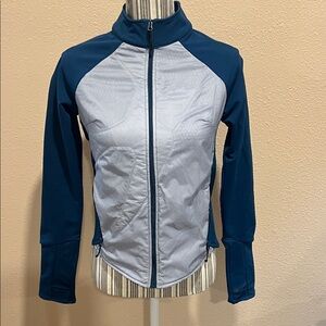 Oiselle Women's Teal and Gray Jacket run  jacket. S.